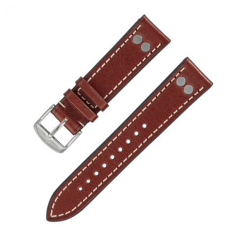 XL pilot rem i brun kalvelæder